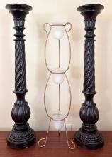Pair of Twisted Pillars and One Metal Tiered Votive Holder