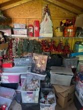 Whole Wall In Shed Of Christmas Décor