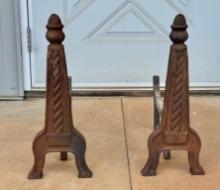 Pair Of Candle Designed Andirons
