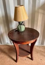 Wooden Side Table & Small Lamp