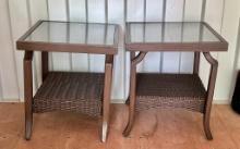 2 Outdoor Wicker Side Tables