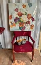 Red Desk Chair On Wheels, Bold Floral Painting & More