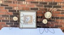 Three Metal and Raffia Flowers and More