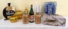 Lot of Plastic Beverage Cups and Fall Items and Popcorn
