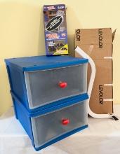 Two Plastic Storage Bins and Furniture Moving Items
