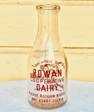 Scarce Rowan Cooperative Dairy Quart Cold Painted Milk  Bottle