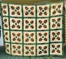 Early Southern Applique Hand Stitched Quilt