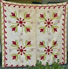 Early Southern Applique Hand Stitched Quilt
