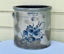 Fulper Bros. N. J. Four Gallon Salt Glaze & Cobalt Blue Decorated Jar