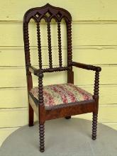 Antique English Spool Carved Mahogany Childs Chair