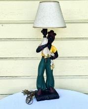 Antique Painted Chalkware Blackamoor Lamp
