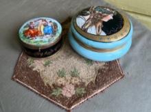 Pair Of Antique Porcelain Dresser Boxes