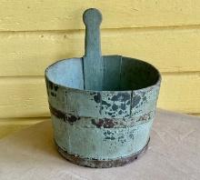 Antique Piggin Bucket In Green Paint