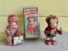 Two Antique Tin Mechanical Toys One In Original Box