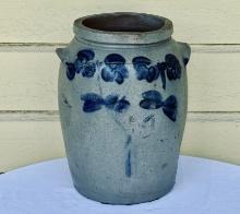 Antique Two Gallon Decorated Stoneware Salt Glaze Crock