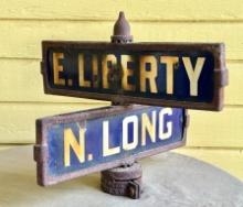 Antique Cast Iron and Porcelain Metal Street Sign from Salisbury NC