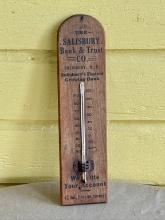 Wooden Salisbury Bank and Trust Thermometer