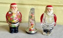 Clear Glass Santa Candy Containers