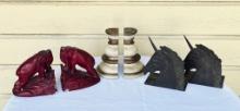 Tray Lot Vintage Book Ends
