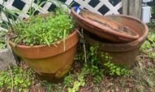 Two Large Terra Cotta Pots and a Water Tray