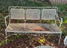 White Iron Three-Seater Bench
