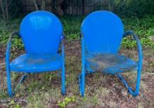 Pair of Metal Fan Back Chairs
