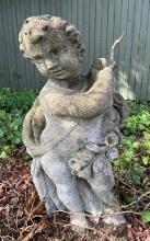 Concrete Cherub with Flowers