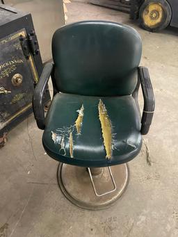 Old Green Barber Shop Chair