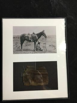 Genuine 1800s Leather Boot Fragment and a Framed COPY of a Cowboy Picture