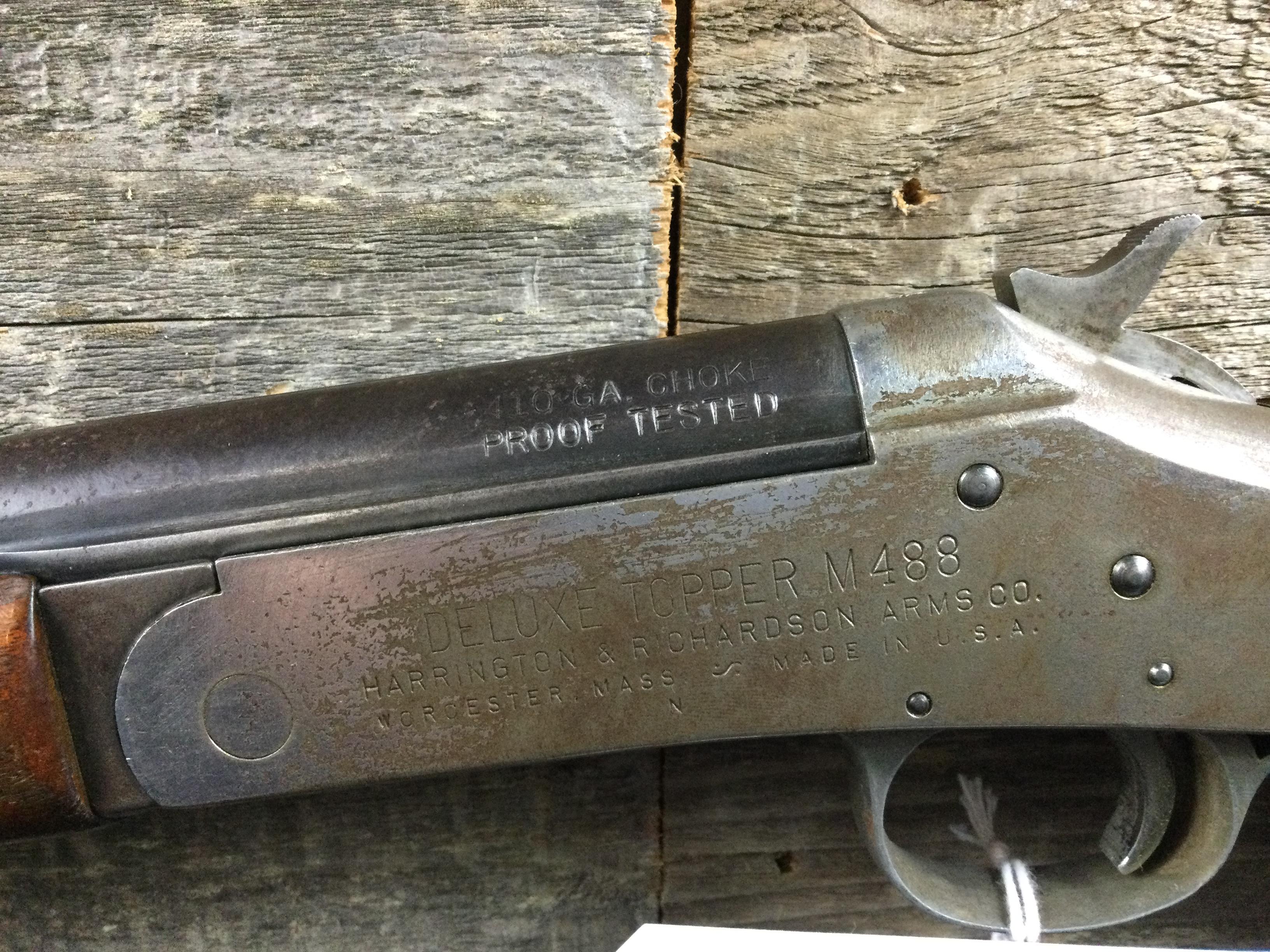 H&R Topper M488 break action .410 with broken butt plate