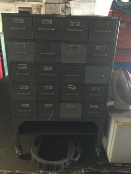 2 Metal rolling parts cabinets