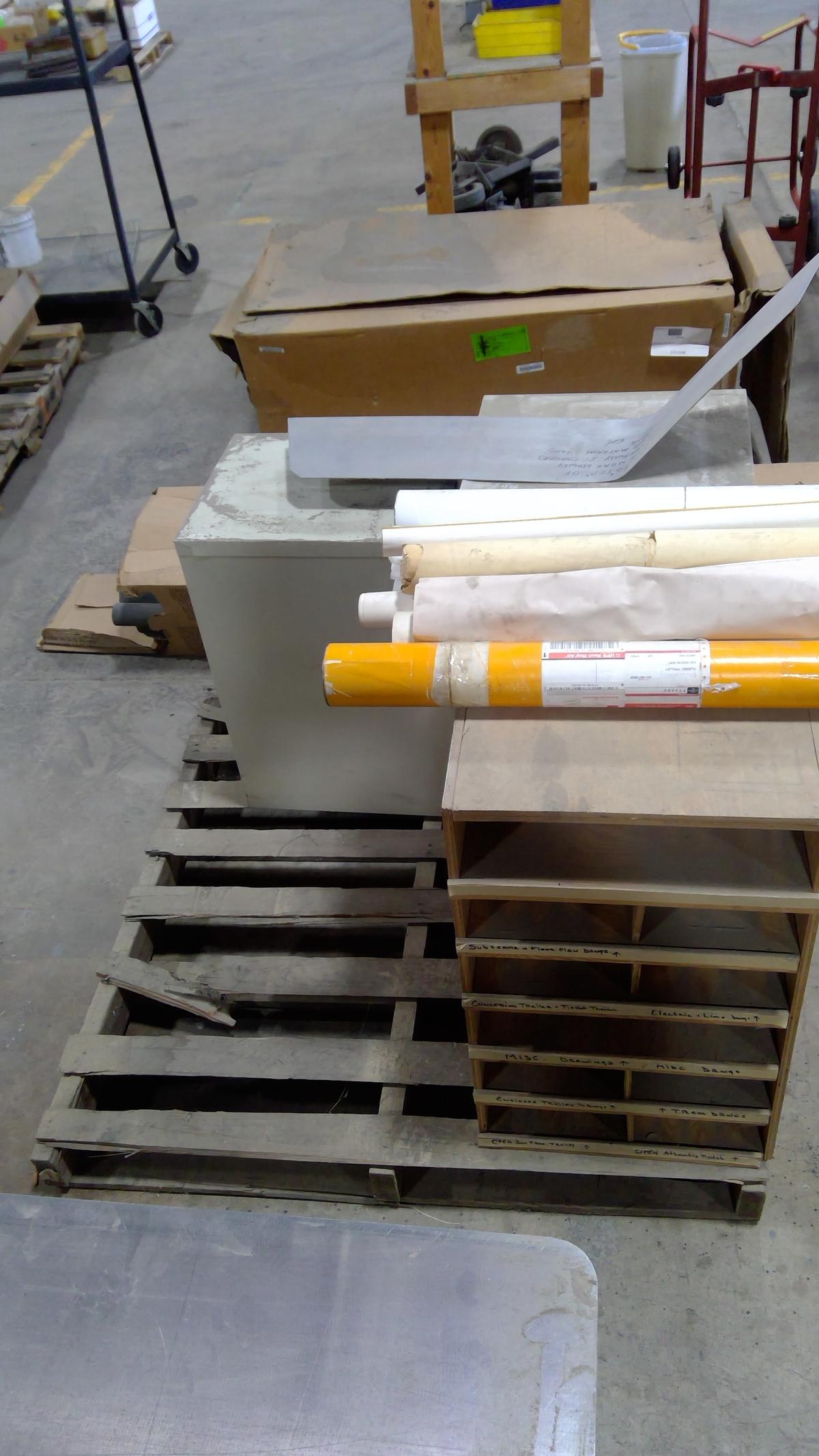 Pallet of Filing Cabinets and Bins