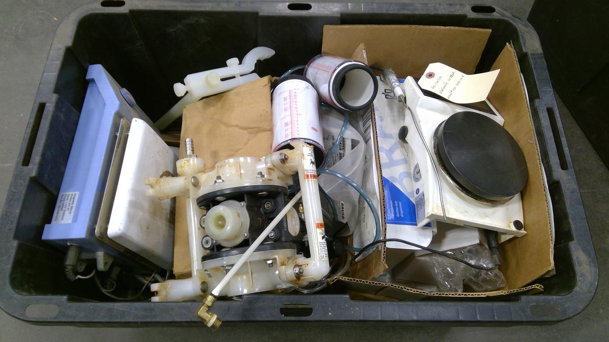 Tote of Counter Top Lab Equipment