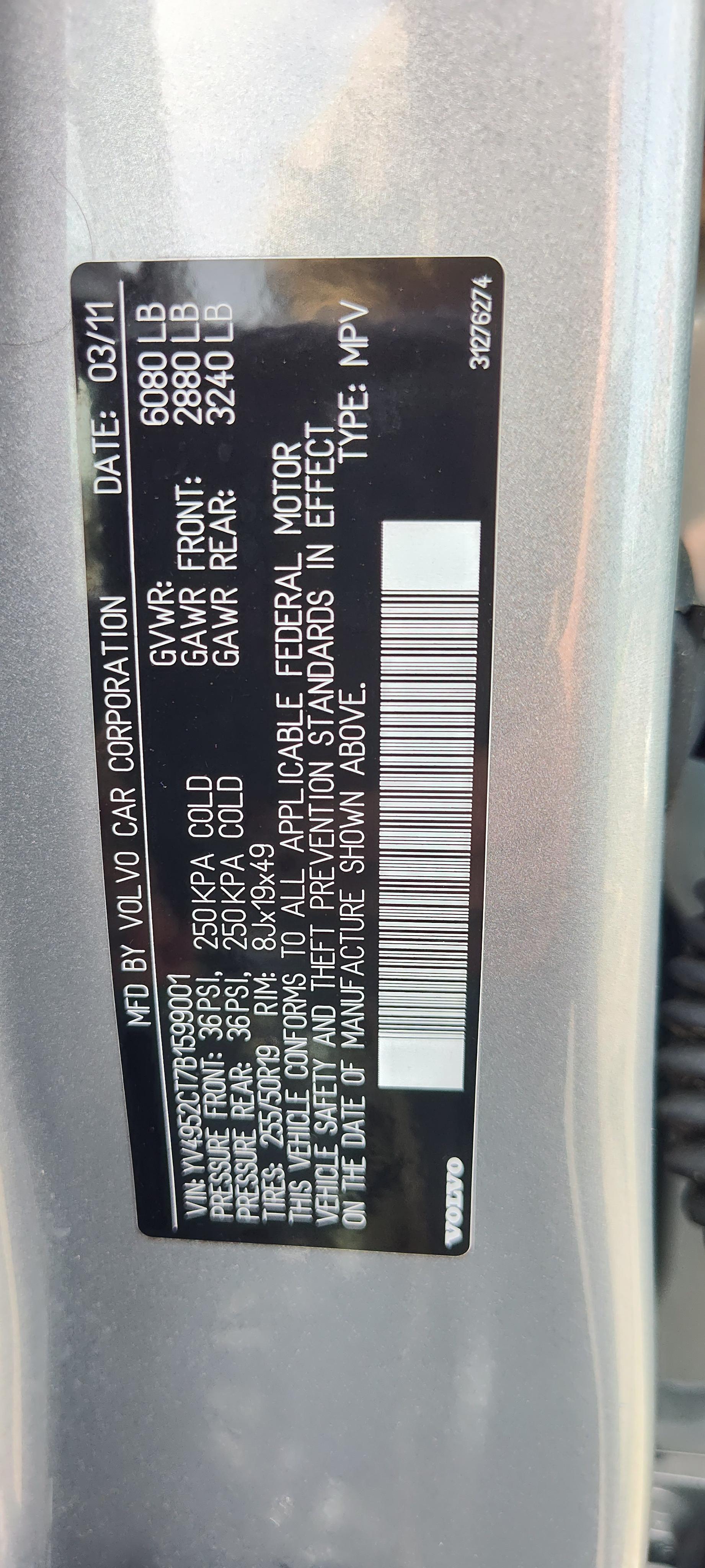 2011 Volvo XC90 NON-OP