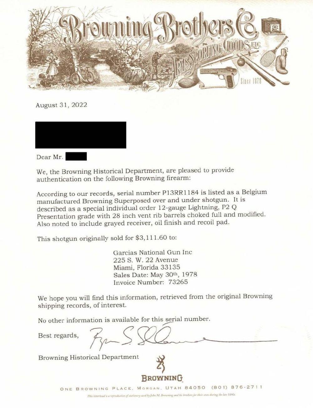 RARE SIGNED BROWNING P2 Q PRESENTATION GRADE