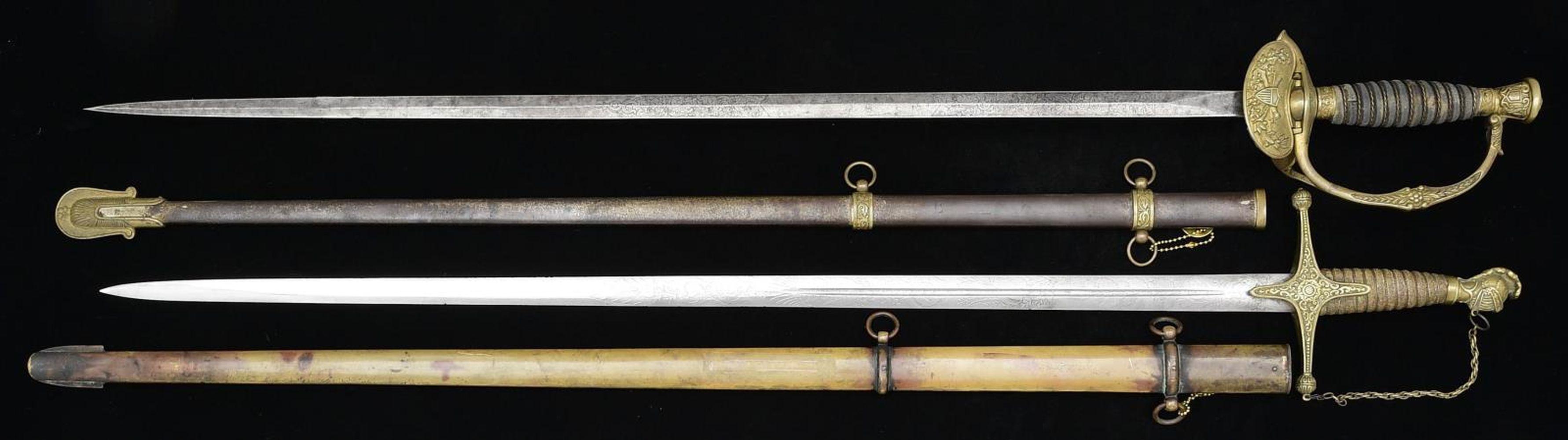 2 US STAFF OFFICERS SWORDS.