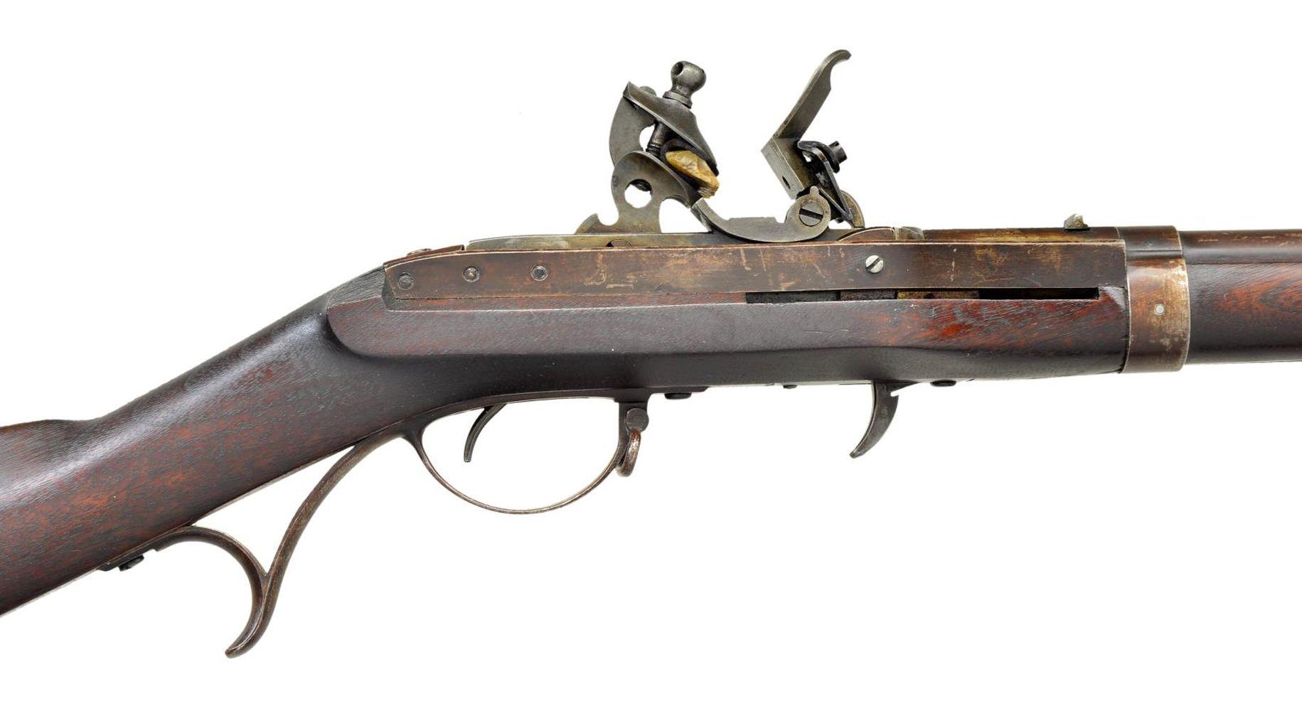 A FINE 1819 HALL BREECH LOADING FLINTLOCK RIFLE