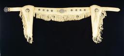 PAIR OF RAWHIDE FRINGED COWBOY SILVER CONCHO &
