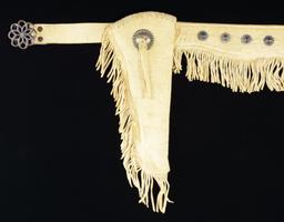PAIR OF RAWHIDE FRINGED COWBOY SILVER CONCHO &