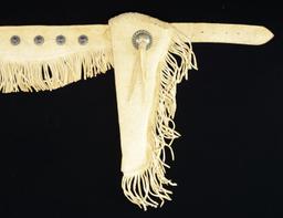 PAIR OF RAWHIDE FRINGED COWBOY SILVER CONCHO &