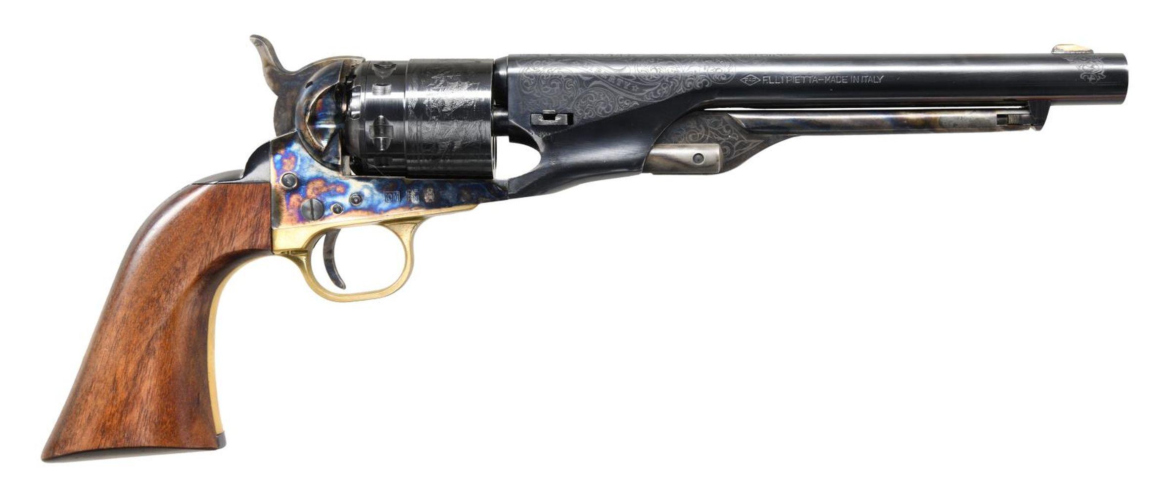 CASED ENGRAVED PIETTA 1860 ARMY CARTRIDGE REVOLVER