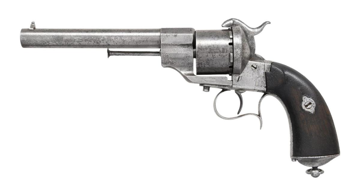 FRENCH LEFAXCHEUX SINGLE ACTION PINFIRE REVOLVER.