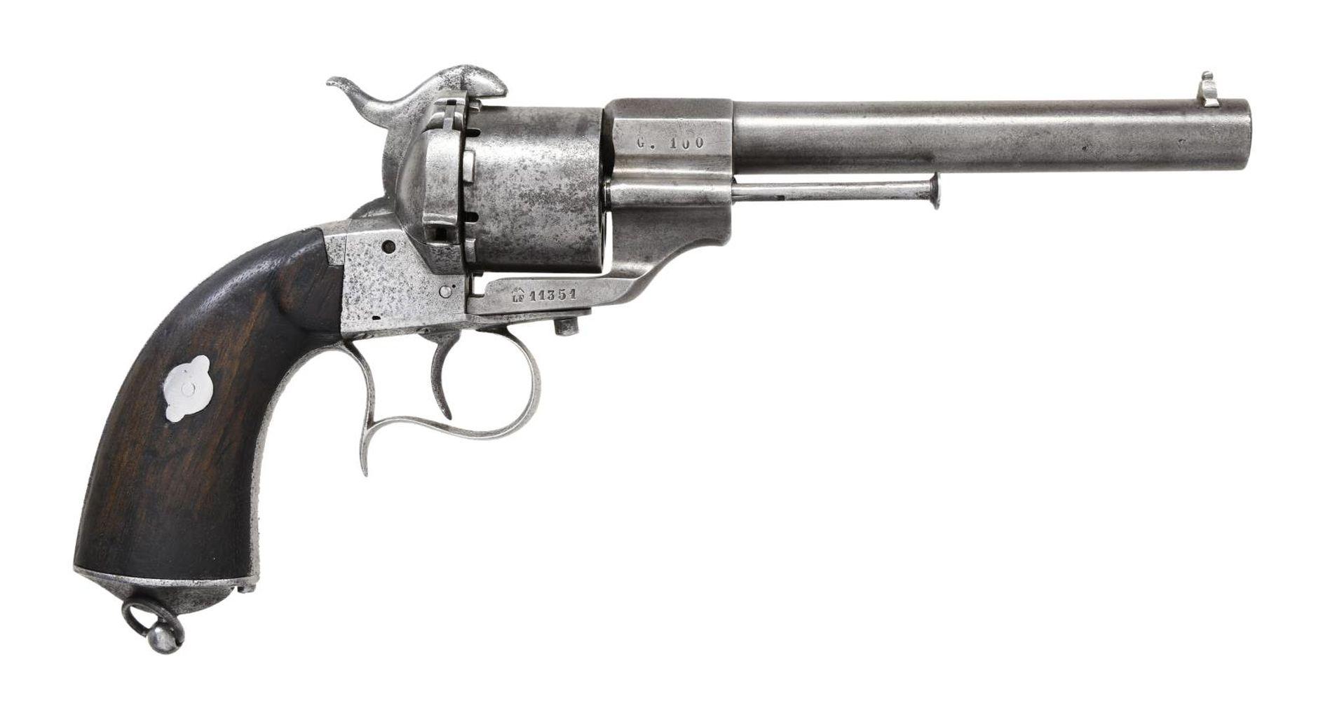 FRENCH LEFAXCHEUX SINGLE ACTION PINFIRE REVOLVER.