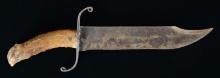 BLACKSMITH FORGED LARGE CLIP POINT BOWIE KNIFE.