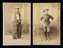 2 CABINET CARDS OF COWBOY  CAVALRYMAN.