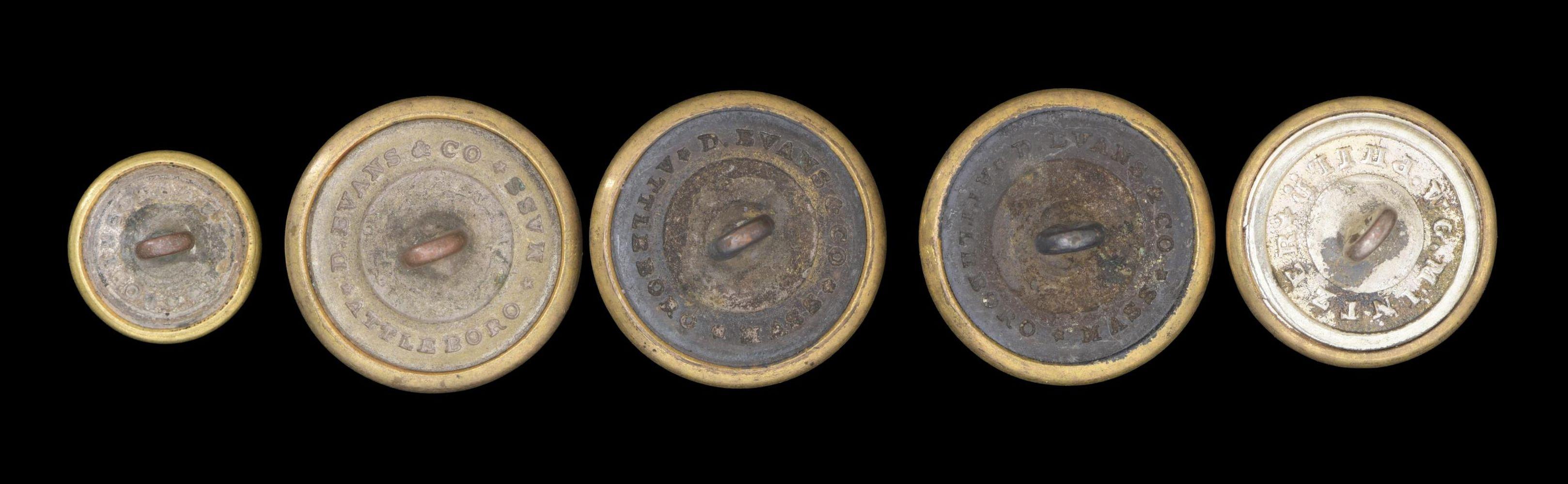 5 ALABAMA VOLUNTEER CORPS BUTTONS.