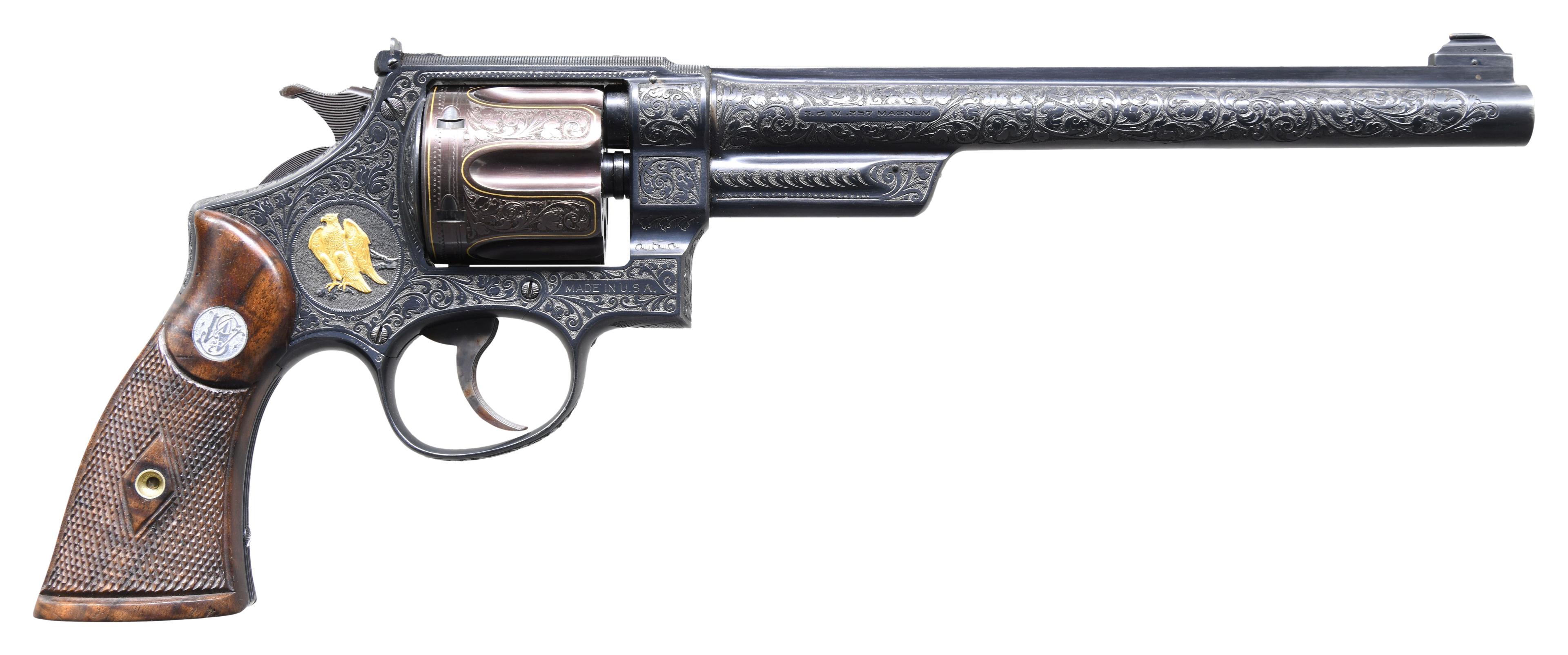 S&W 357 REGISTERED MAGNUM REVOLVER ENGRAVED BY