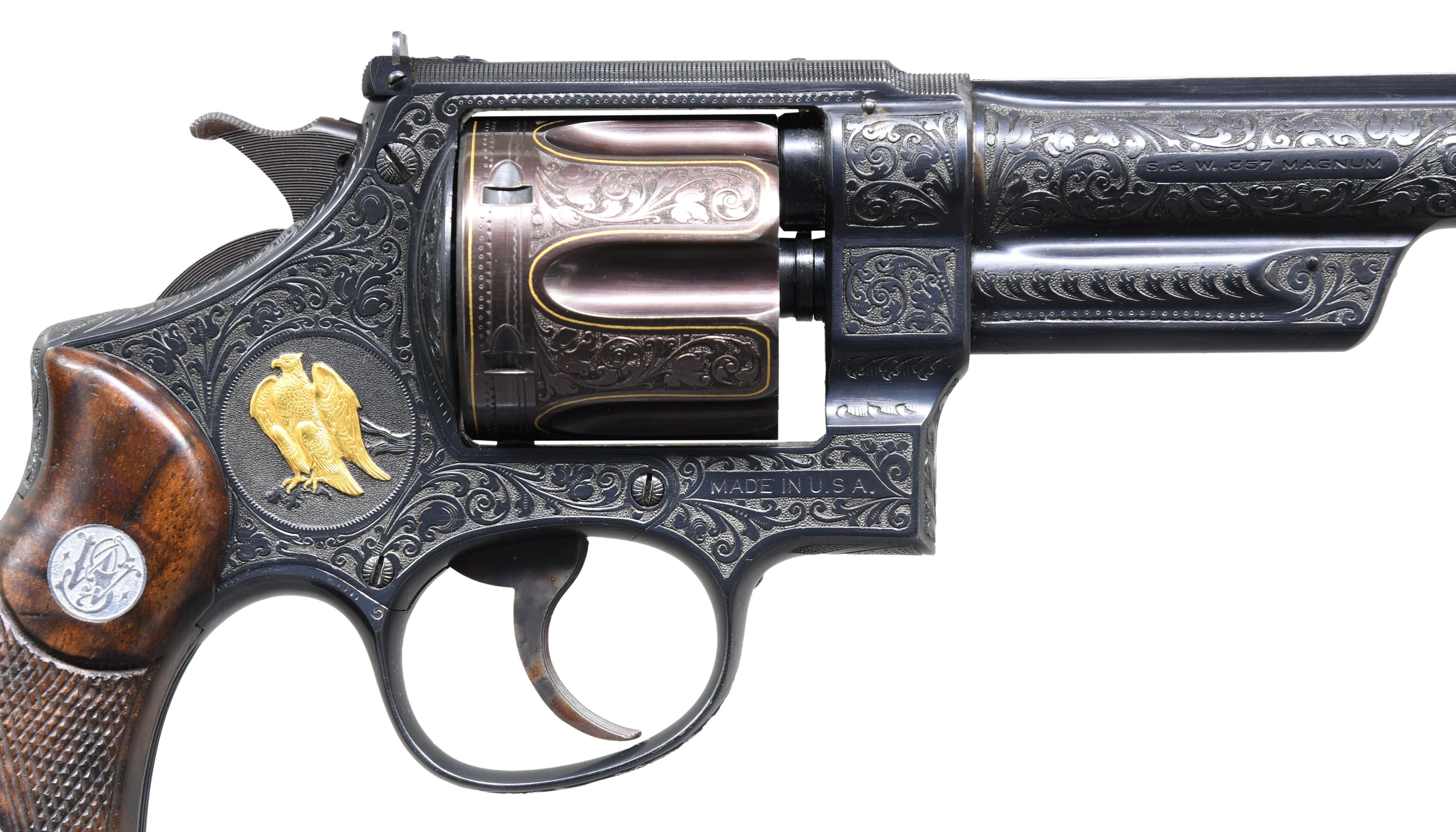 S&W 357 REGISTERED MAGNUM REVOLVER ENGRAVED BY