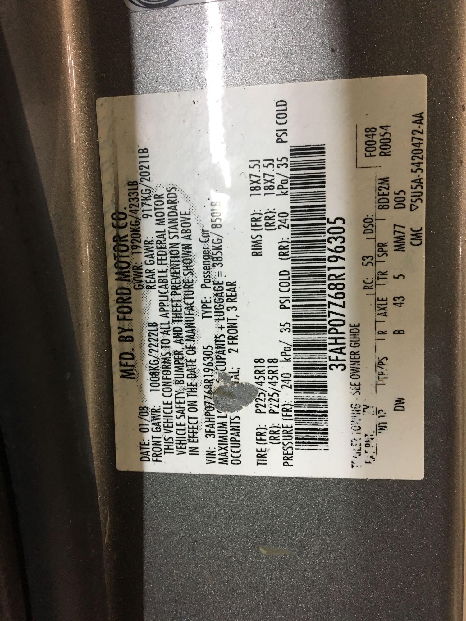 2008 FORD FUSION SE