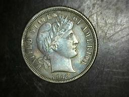 1916 Barber Dime UNC Nice Rainbow Toning